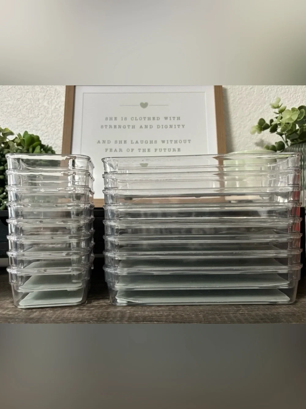 16 Clear Stackable Plastic Storage Transparent Trays